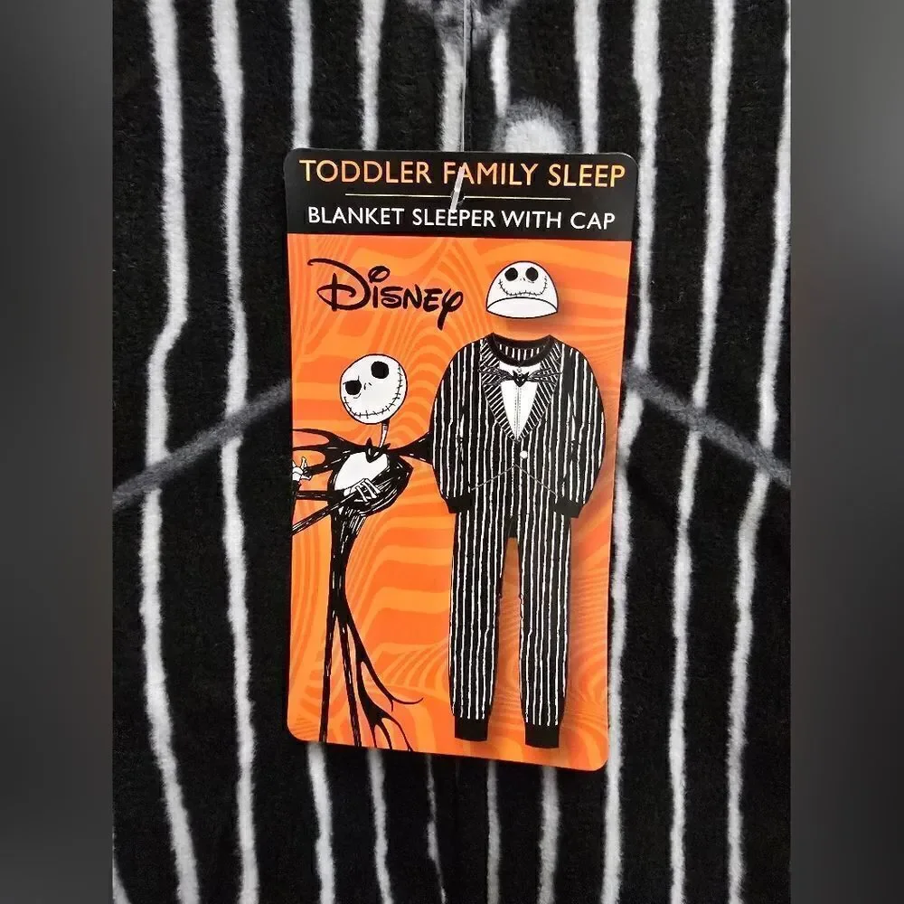Nwt Nightmare Before Christmas Toddler Boys Jack Skellington 2pc Sleeper &Hat PJ
